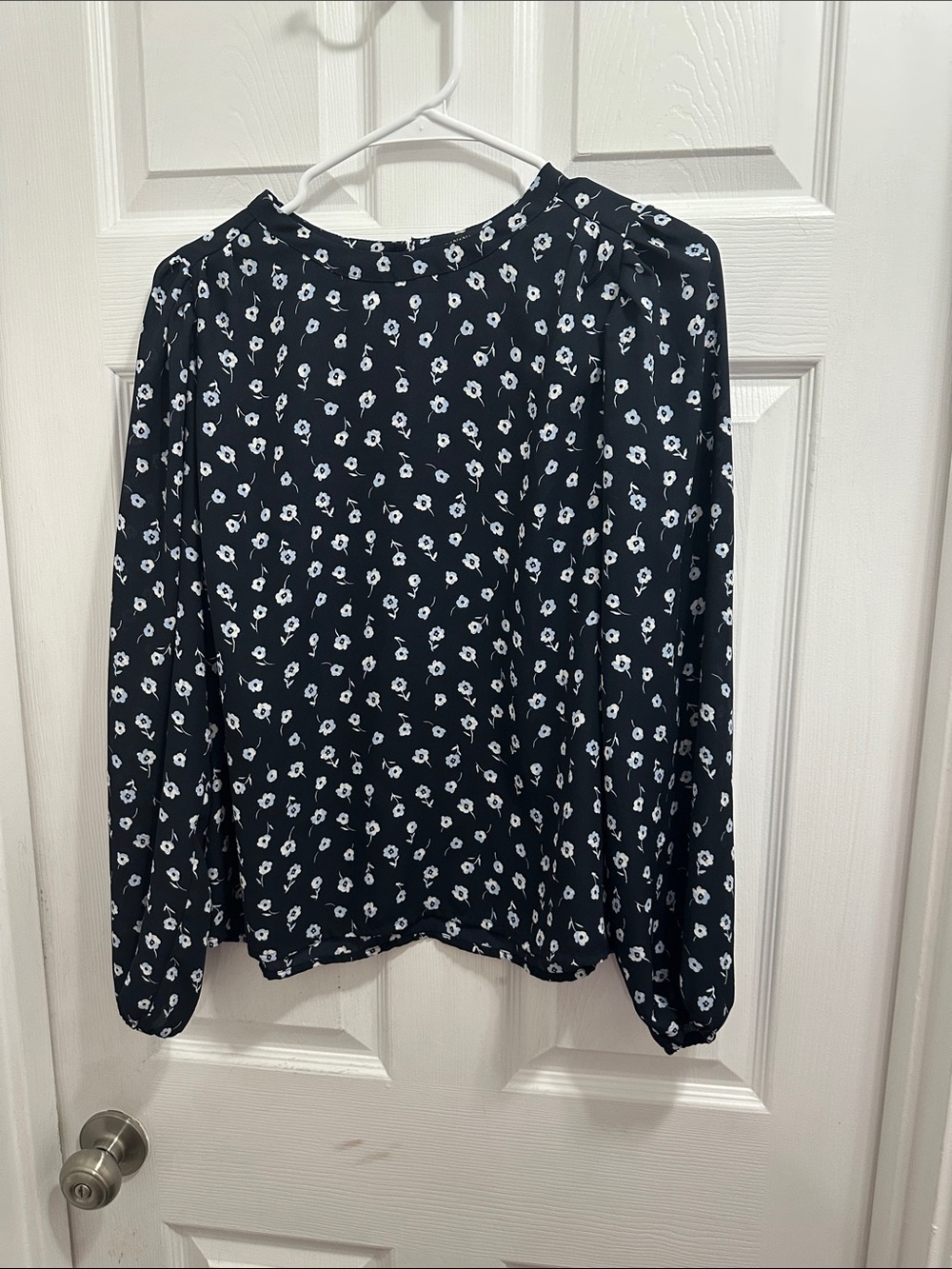 Banana Republic Black Blouse with White Floral Print